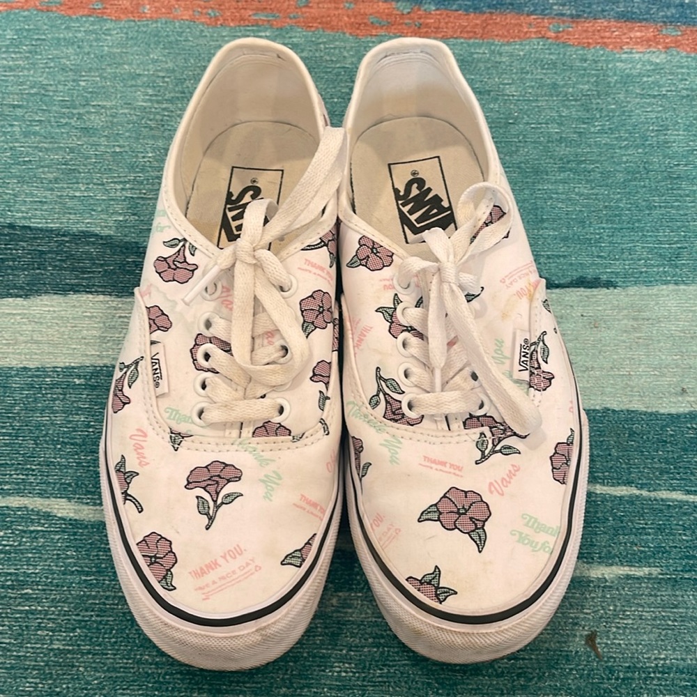 Thank you and rose print VANS